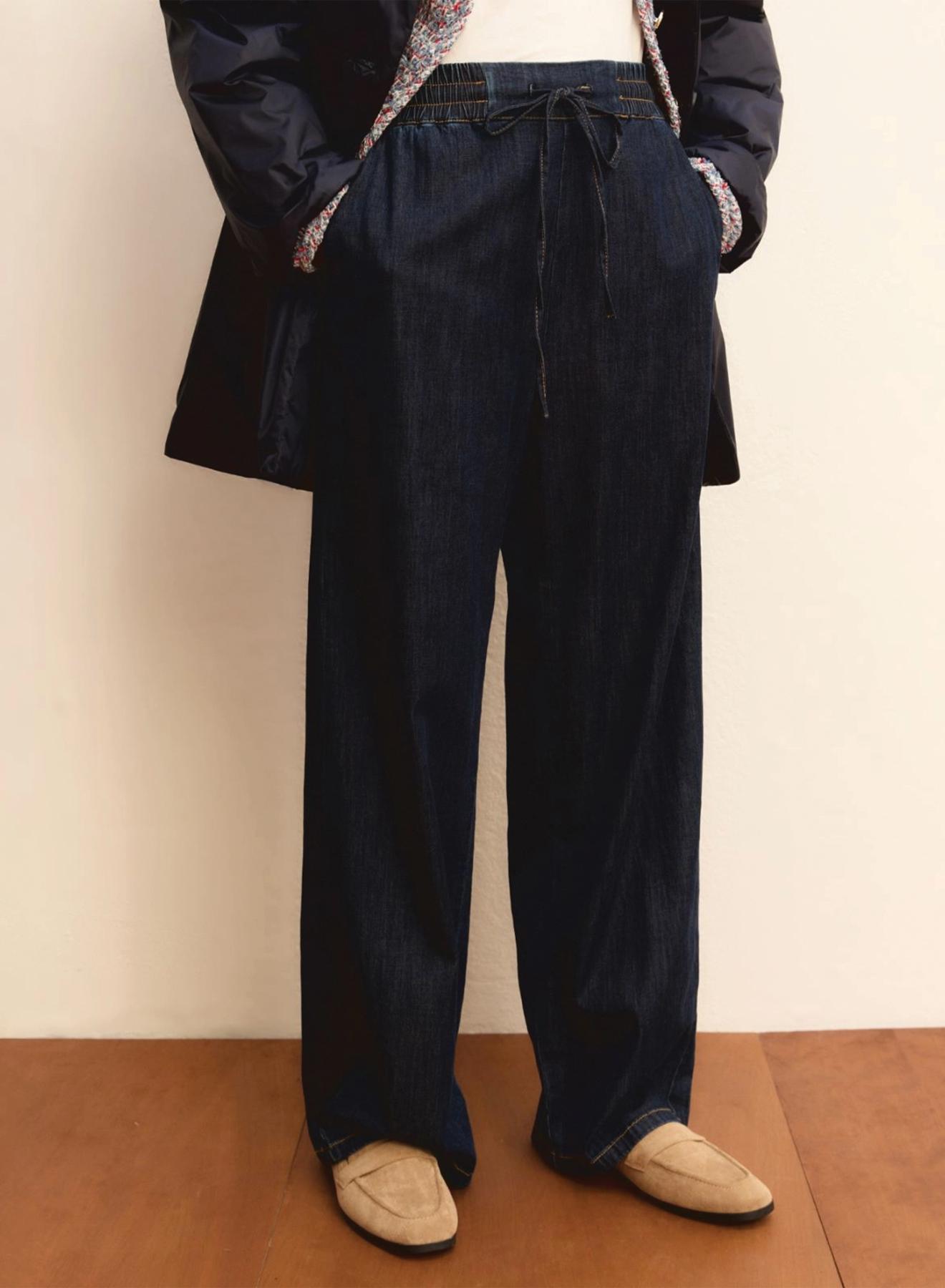 Blue Denim Trousers with drawstrind and elasticated waistband Emme Marella - 4