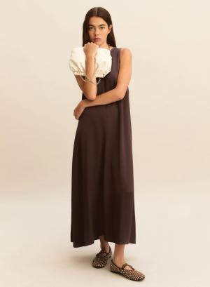 Σοκολά μακρύ αμάνικο φόρεμα Emme Marella - 55086