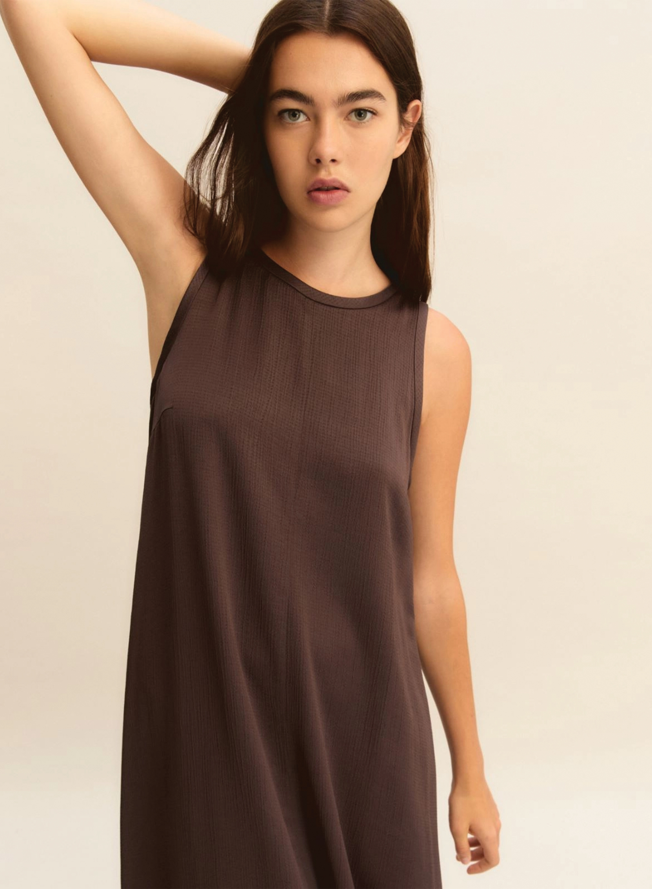 Σοκολά μακρύ αμάνικο φόρεμα Emme Marella - 2