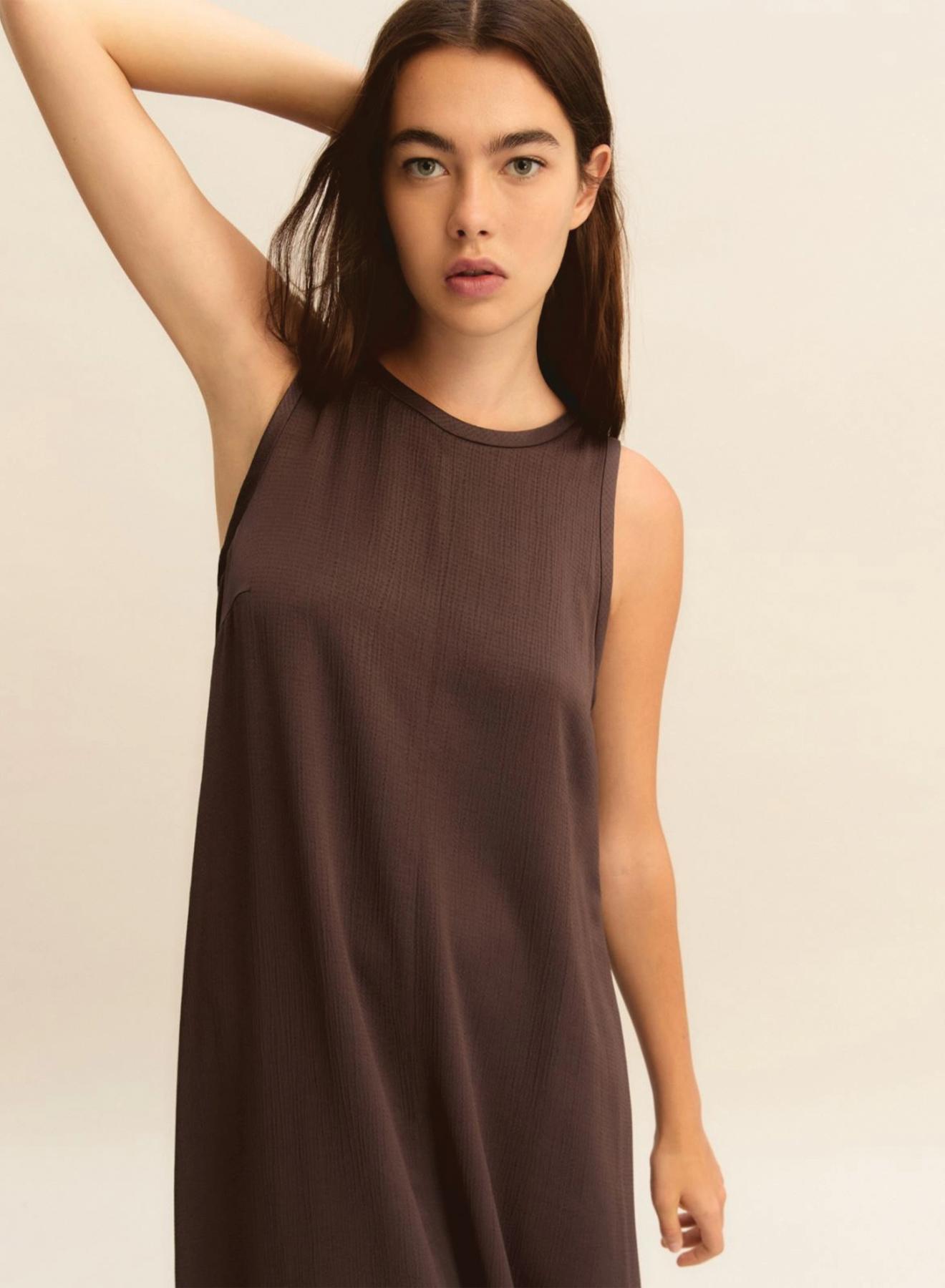 Σοκολά μακρύ αμάνικο φόρεμα Emme Marella - 3