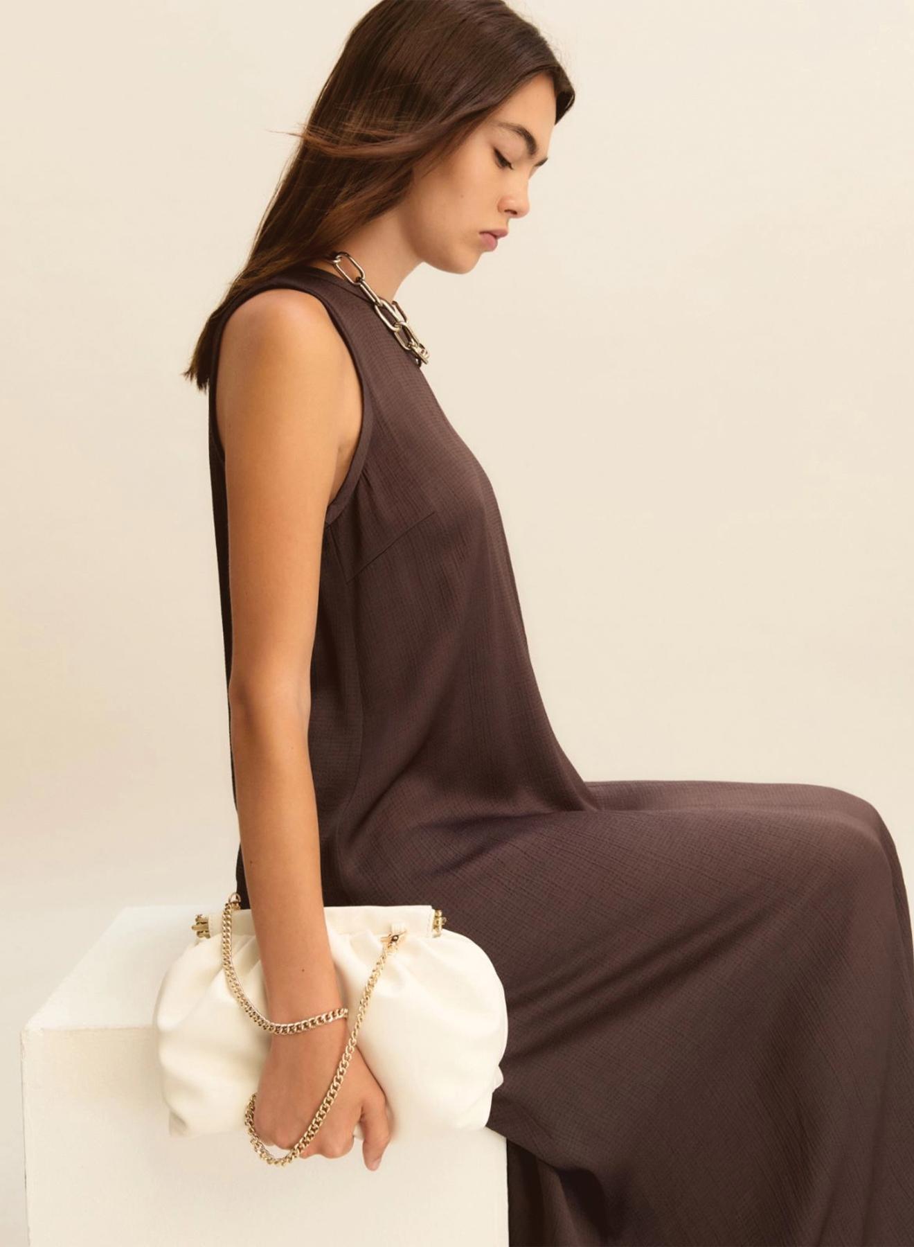 Σοκολά μακρύ αμάνικο φόρεμα Emme Marella - 2