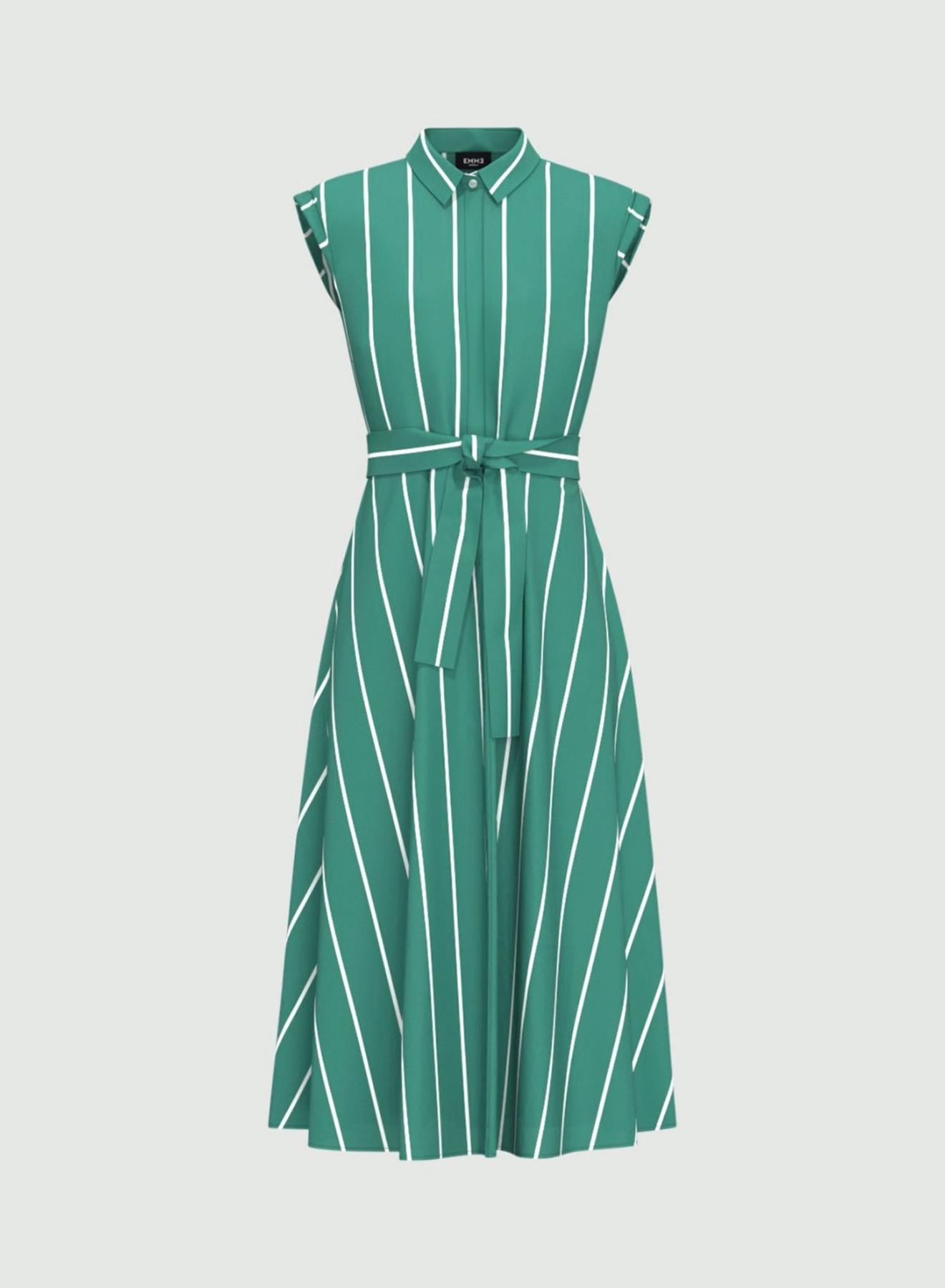 Green sleveeless chemisier, poplin Dress with stripes Emme Marella - 4