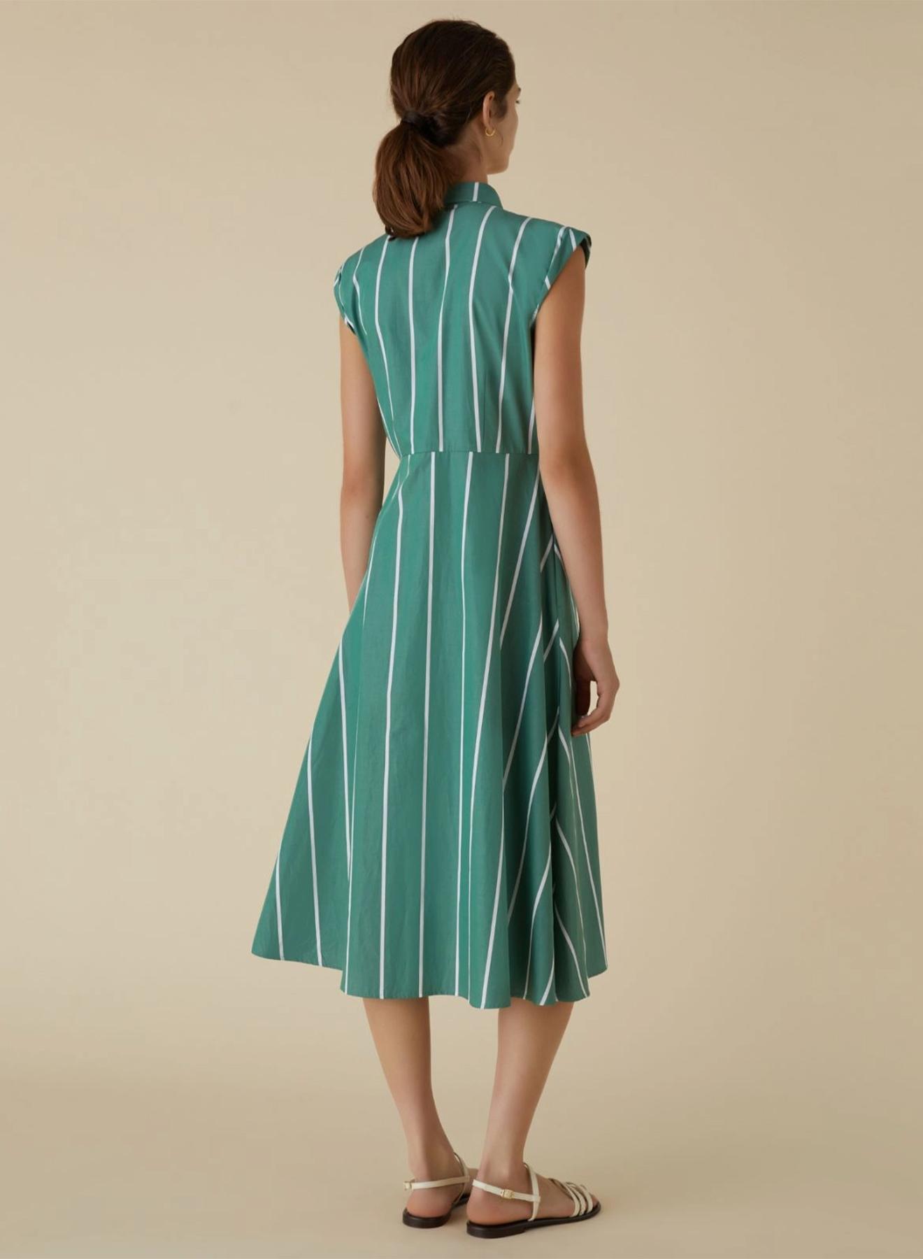 Green sleveeless chemisier, poplin Dress with stripes Emme Marella - 2