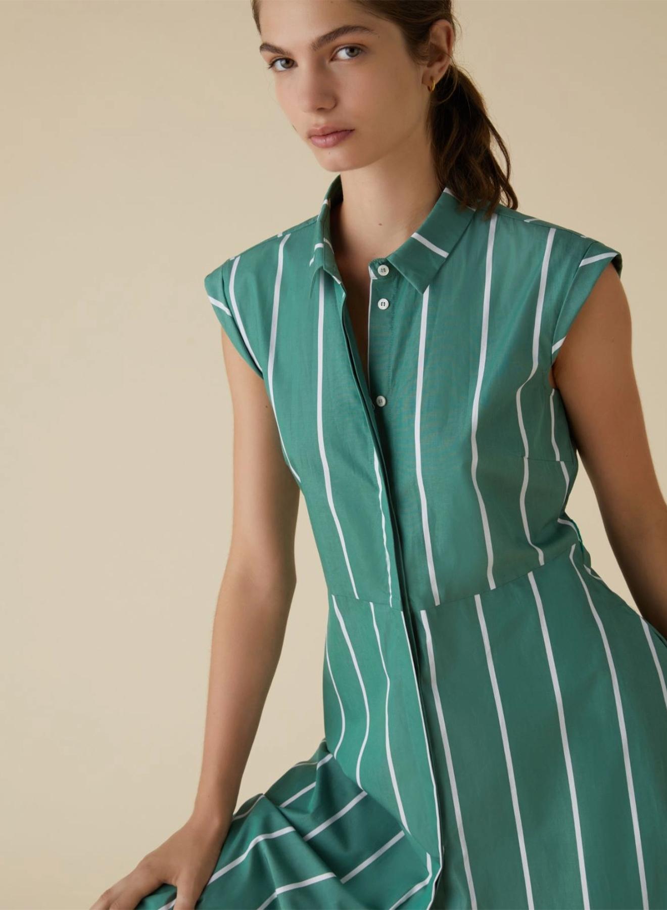 Green sleveeless chemisier, poplin Dress with stripes Emme Marella - 3