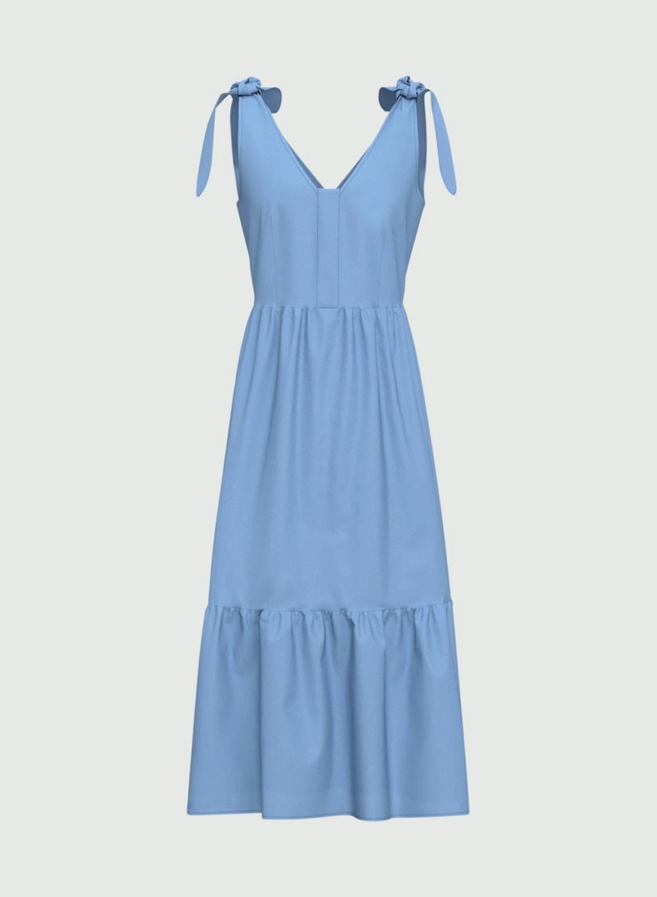 Light Blue poplin Dress with V neckline Emme Marella - 4