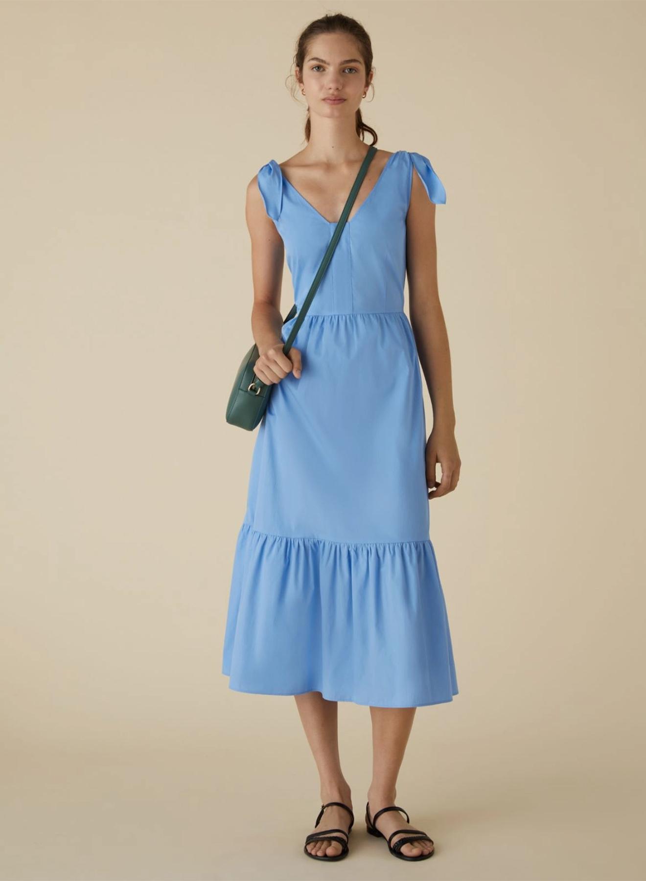 Light Blue poplin Dress with V neckline Emme Marella - 1