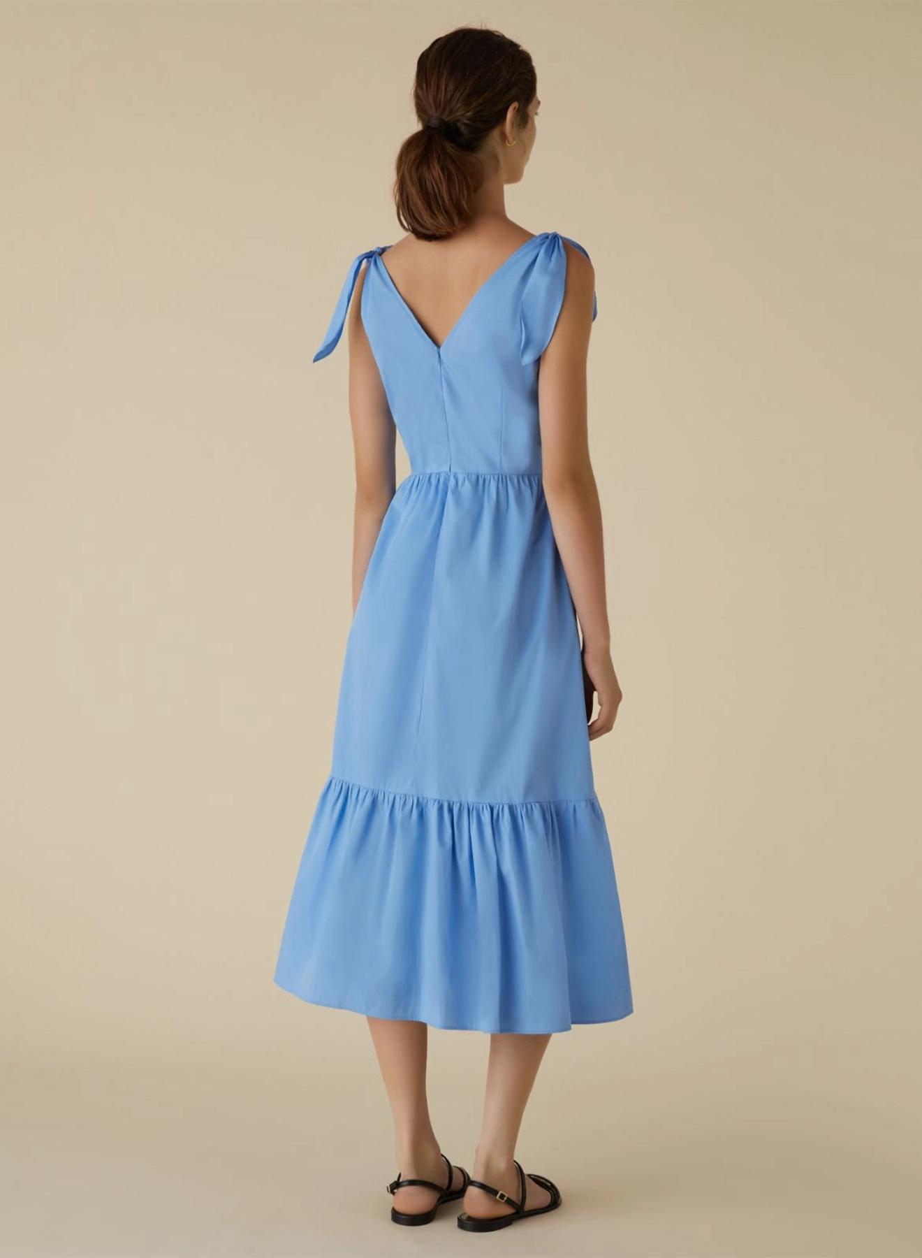 Light Blue poplin Dress with V neckline Emme Marella - 2