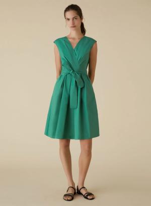 Πράσινο αμάνικο Φόρεμα ποπλίνα με V λαιμόκοψη Emme Marella - 33986