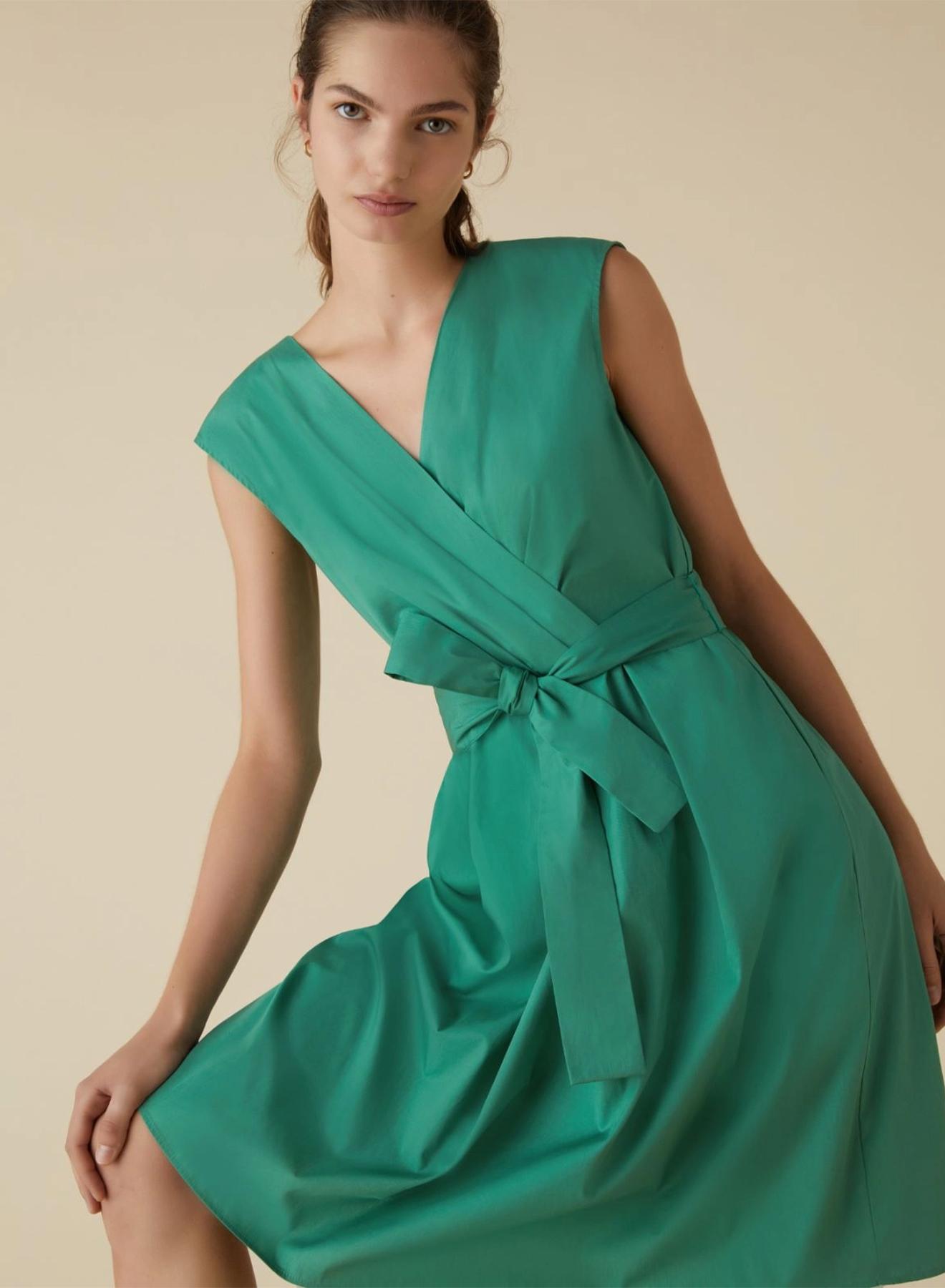 Green sleveeless  poplin Dress with V neckline Emme Marella - 3