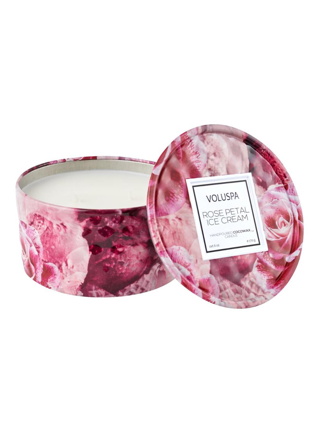 Rose petal ice cream 2 wick tin candle - 1