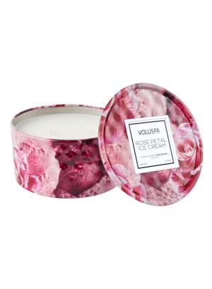 Rose petal ice cream 2 wick tin candle - 1894
