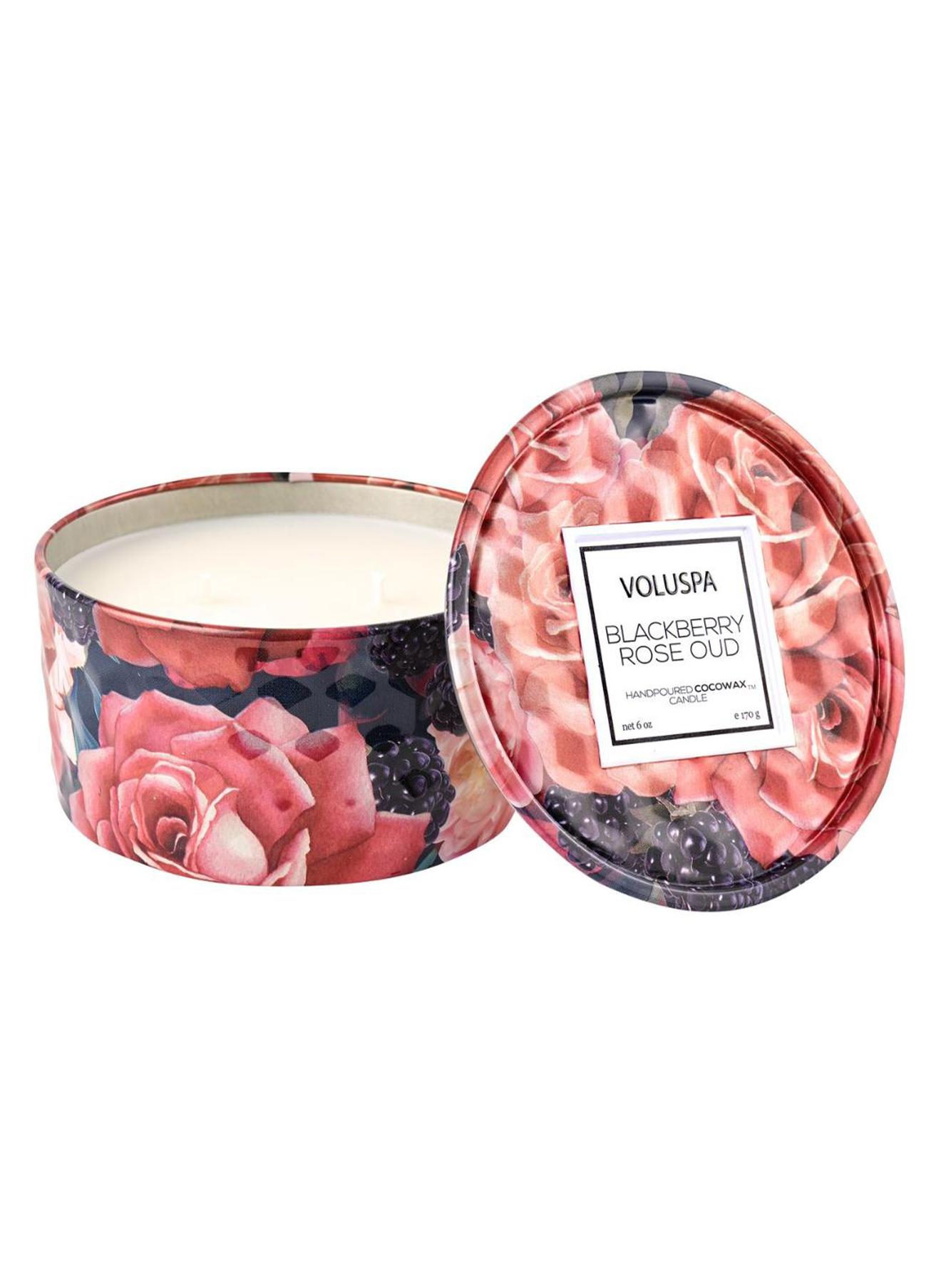 Blackberry rose oud 2 wick tin candle - 1