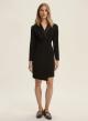 Black criss cross Dress with long sleeves and with lapel collar with satin details Emme Marella - 0