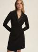 Black criss cross Dress with long sleeves and with lapel collar with satin details Emme Marella - 2