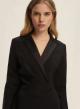 Black criss cross Dress with long sleeves and with lapel collar with satin details Emme Marella - 3
