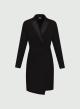 Black criss cross Dress with long sleeves and with lapel collar with satin details Emme Marella - 4