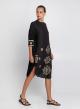 Black-Gold Lefkada Dress with buttons, rounded hem with side slits Greek Archaic Kori - 1