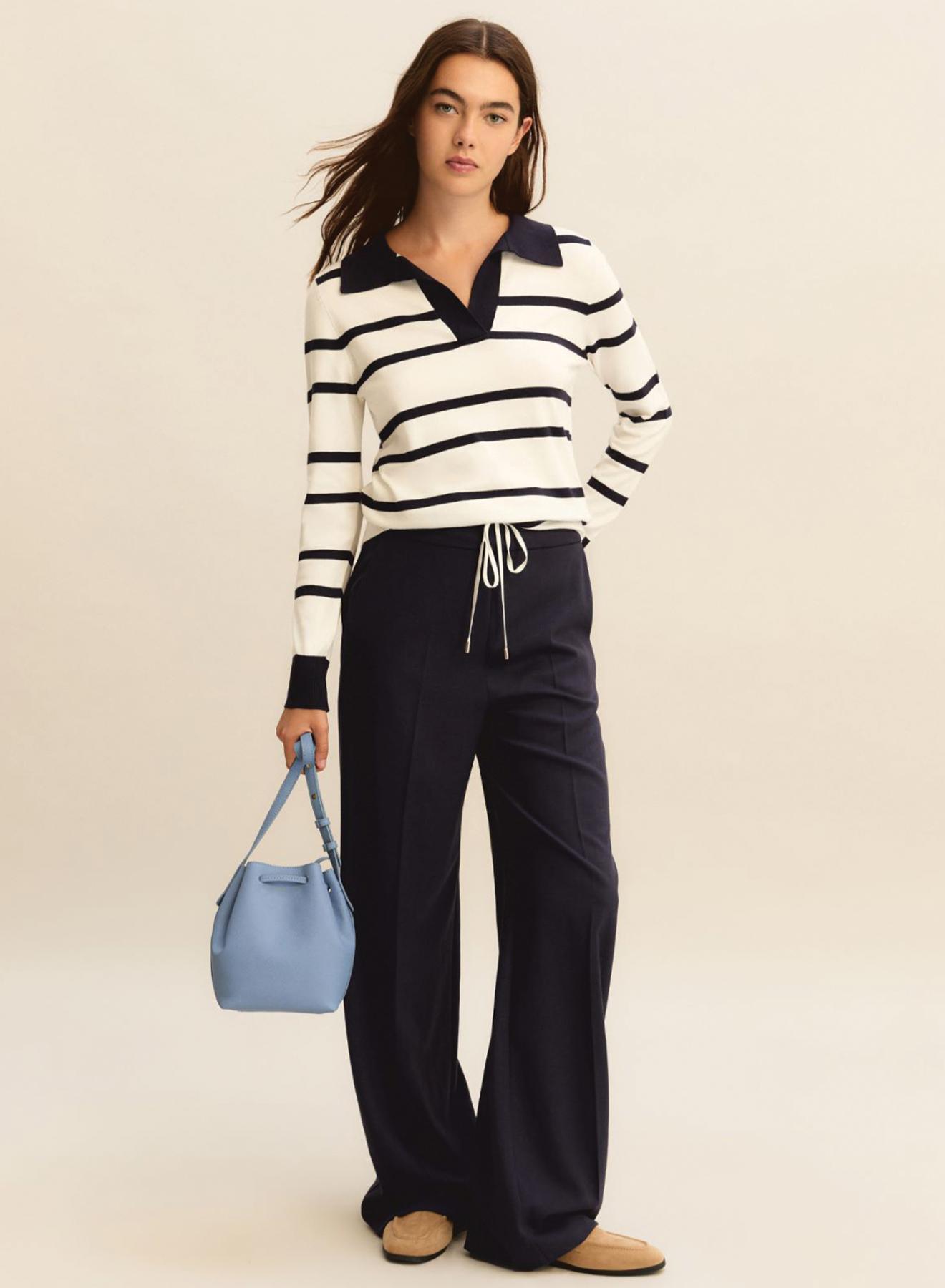 Λευκό-Μπλε Πουλόβερ polo με ρίγες Emme Marella - 5