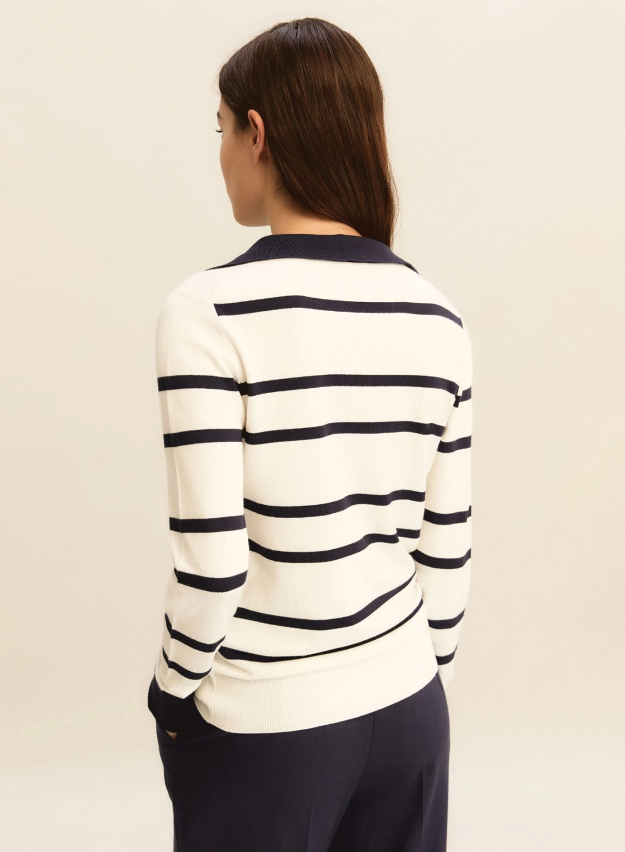 Λευκό-Μπλε Πουλόβερ polo με ρίγες Emme Marella - 3