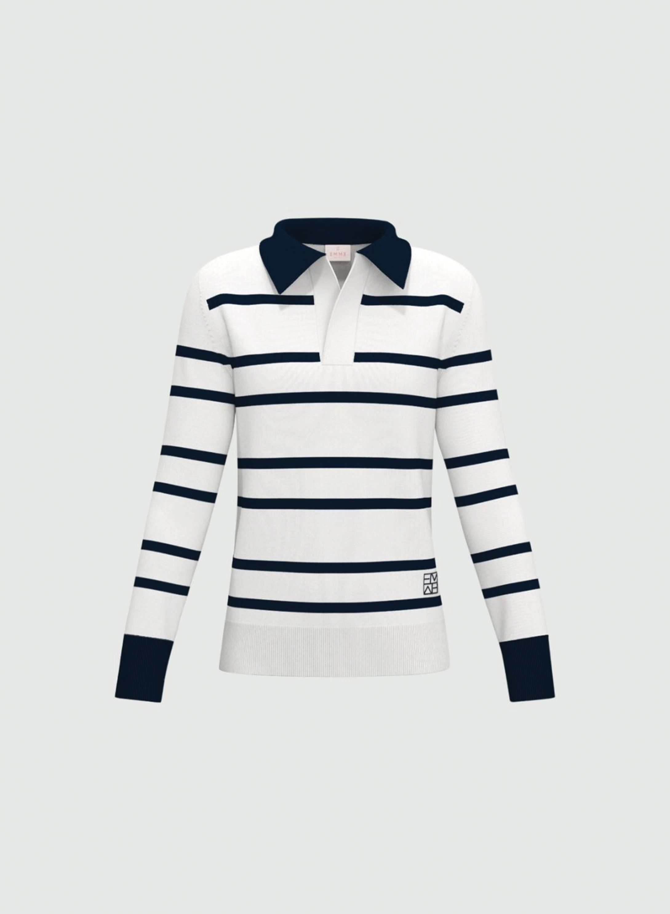 Λευκό-Μπλε Πουλόβερ polo με ρίγες Emme Marella - 5