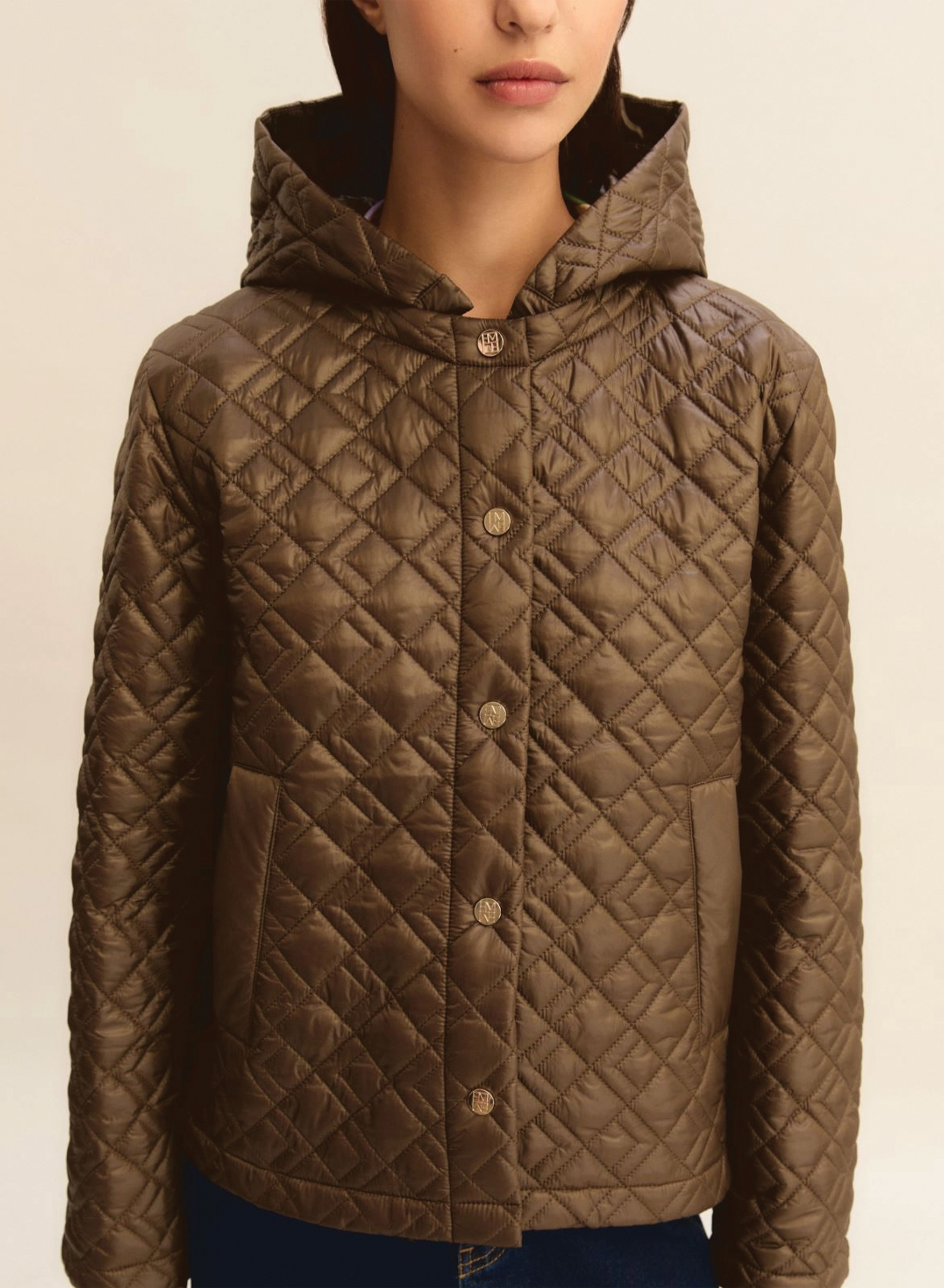Chocolate water-repellent Jacket with adjustable hood Emme Marella - 3