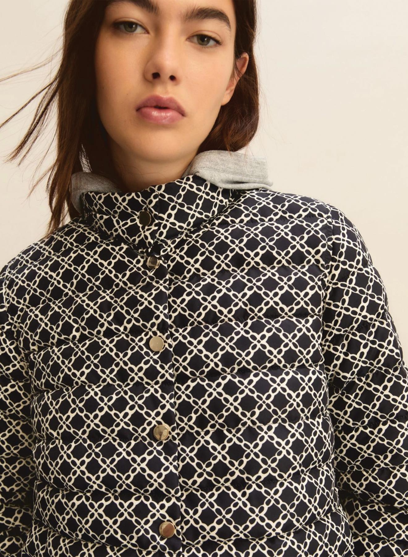 Navy Blue double face puffer Jacket with print Emme Marella - 3