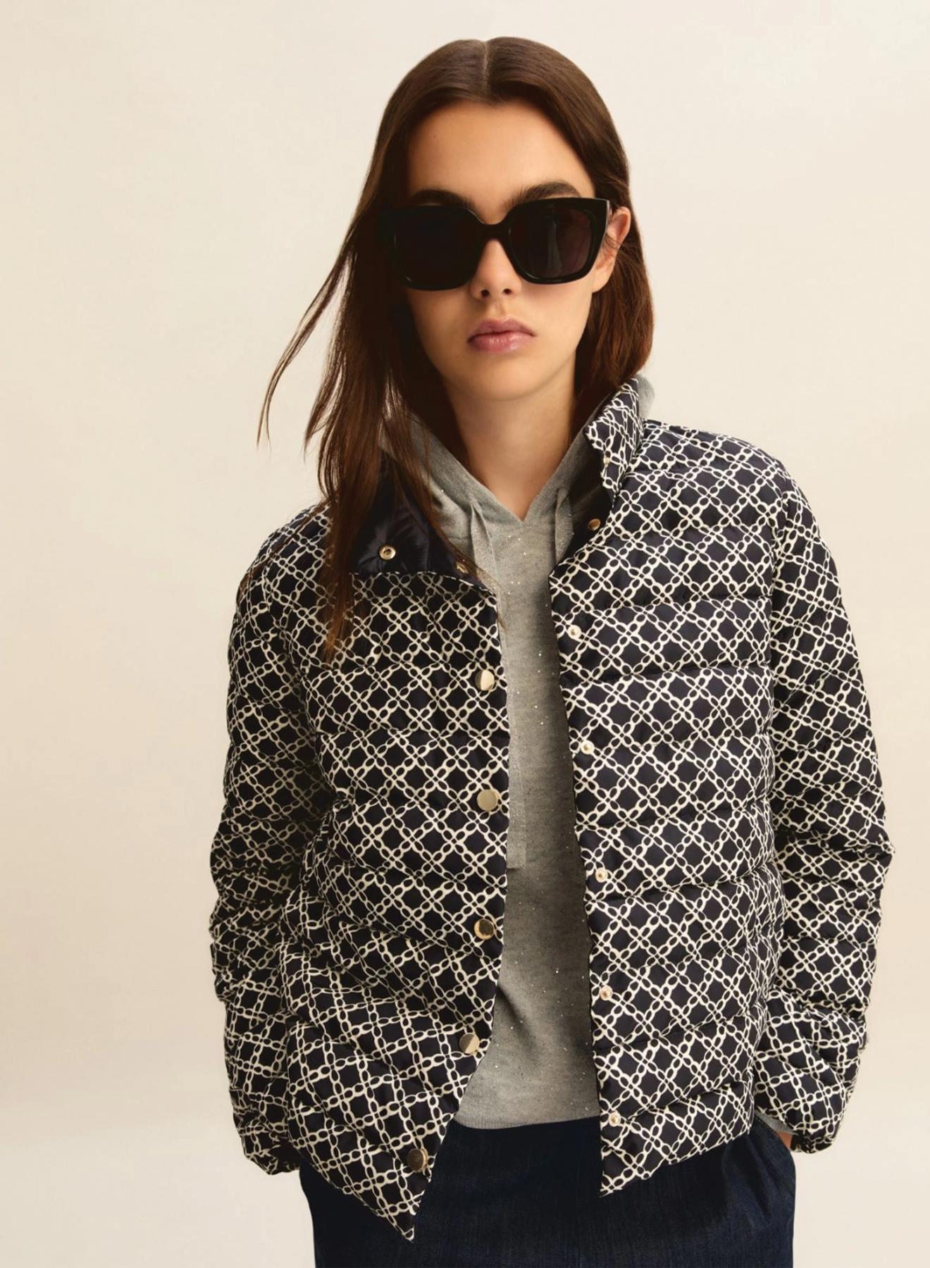 Navy Blue double face puffer Jacket with print Emme Marella - 2