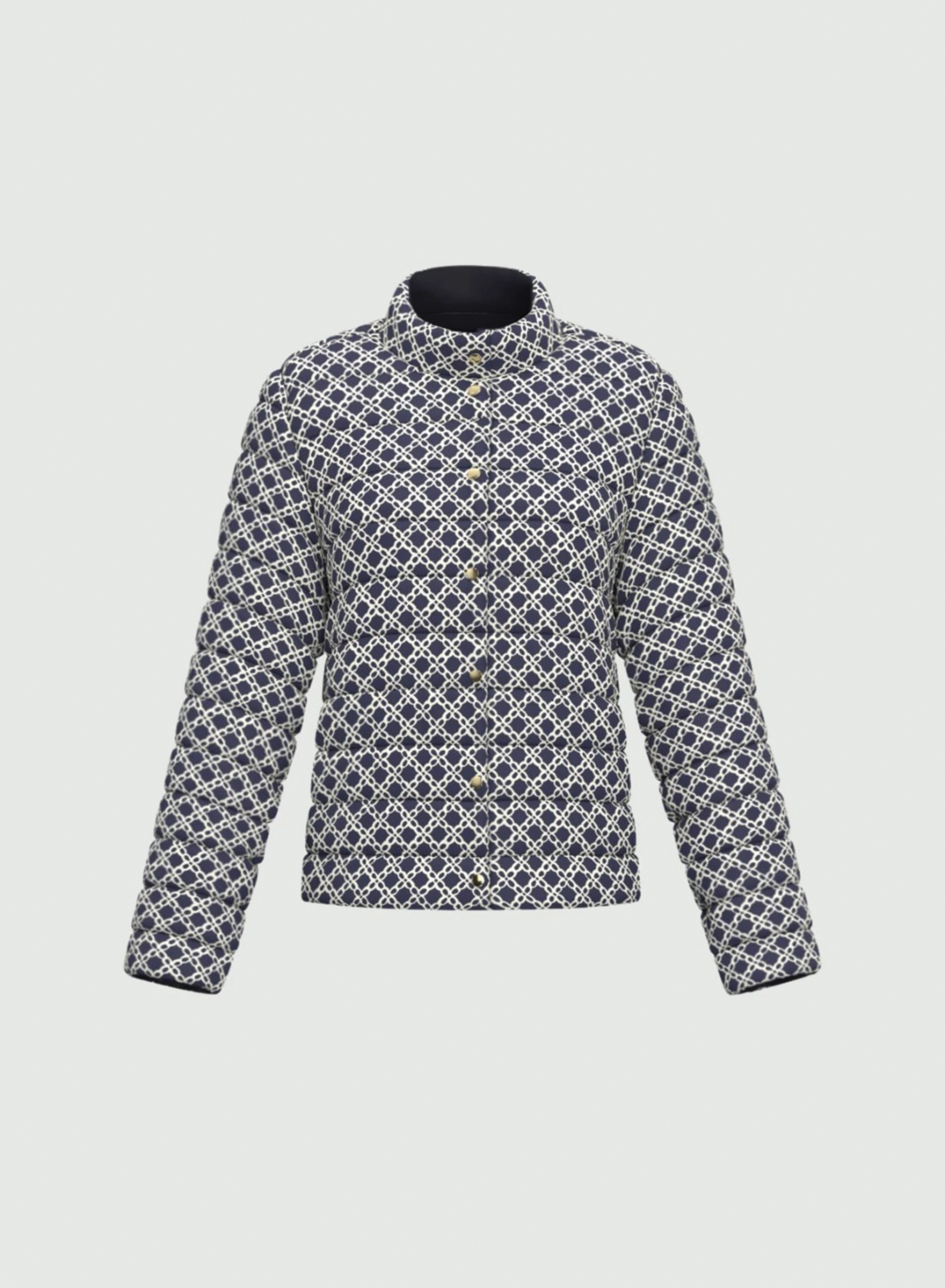 Navy Blue double face puffer Jacket with print Emme Marella - 5