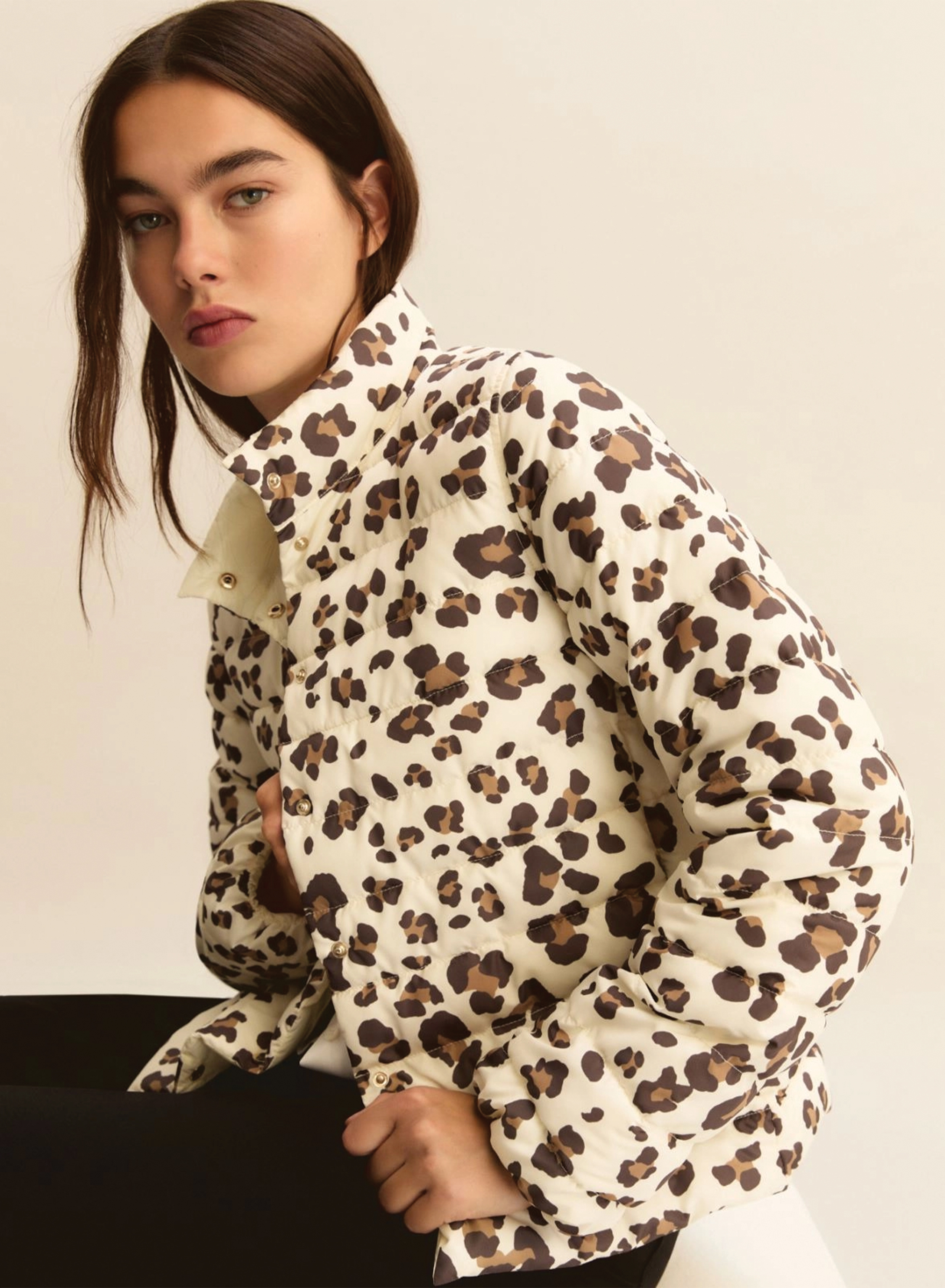 Wool White double face puffer Jacket with print Emme Marella - 1