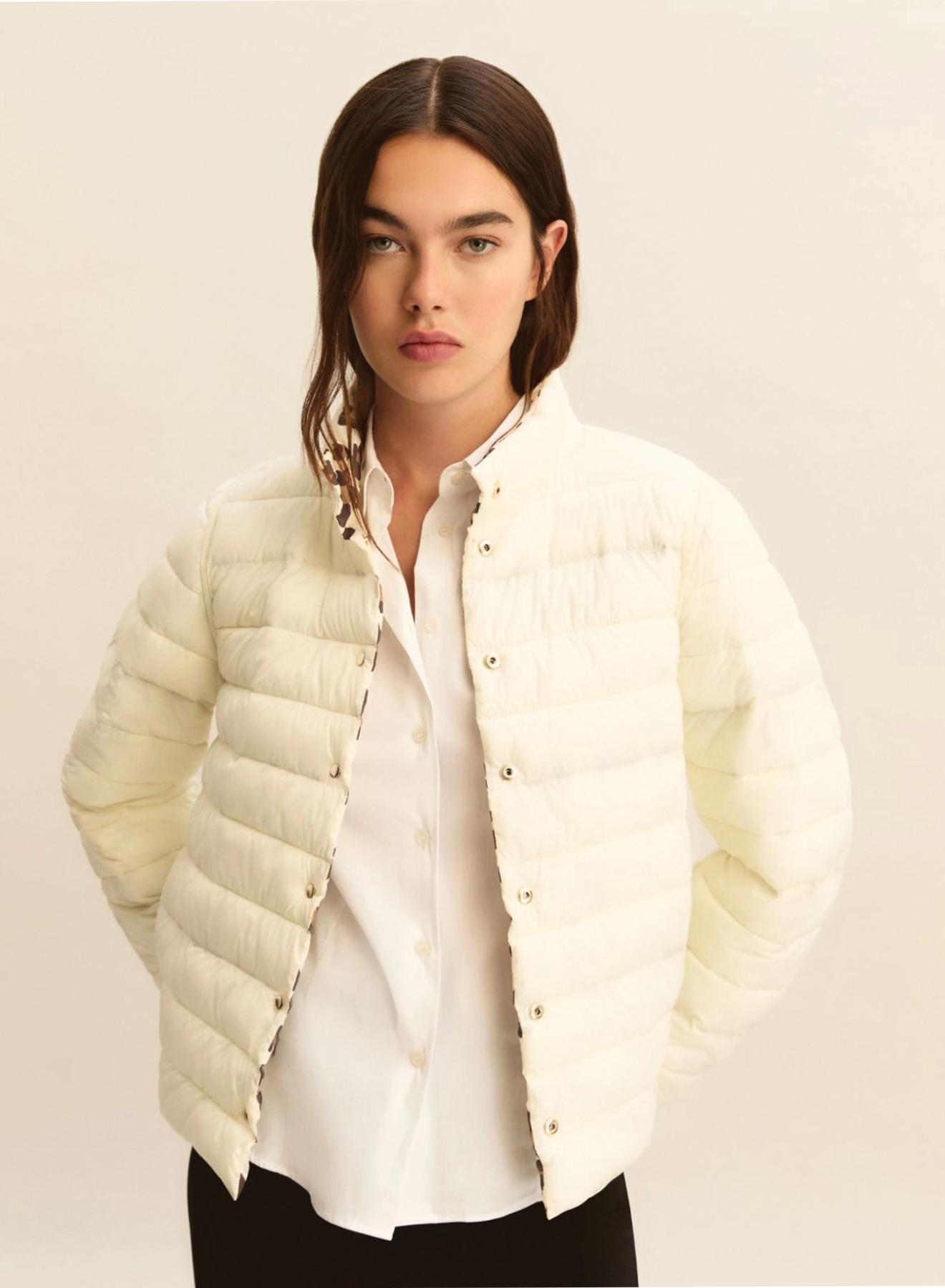 Wool White double face puffer Jacket with print Emme Marella - 5