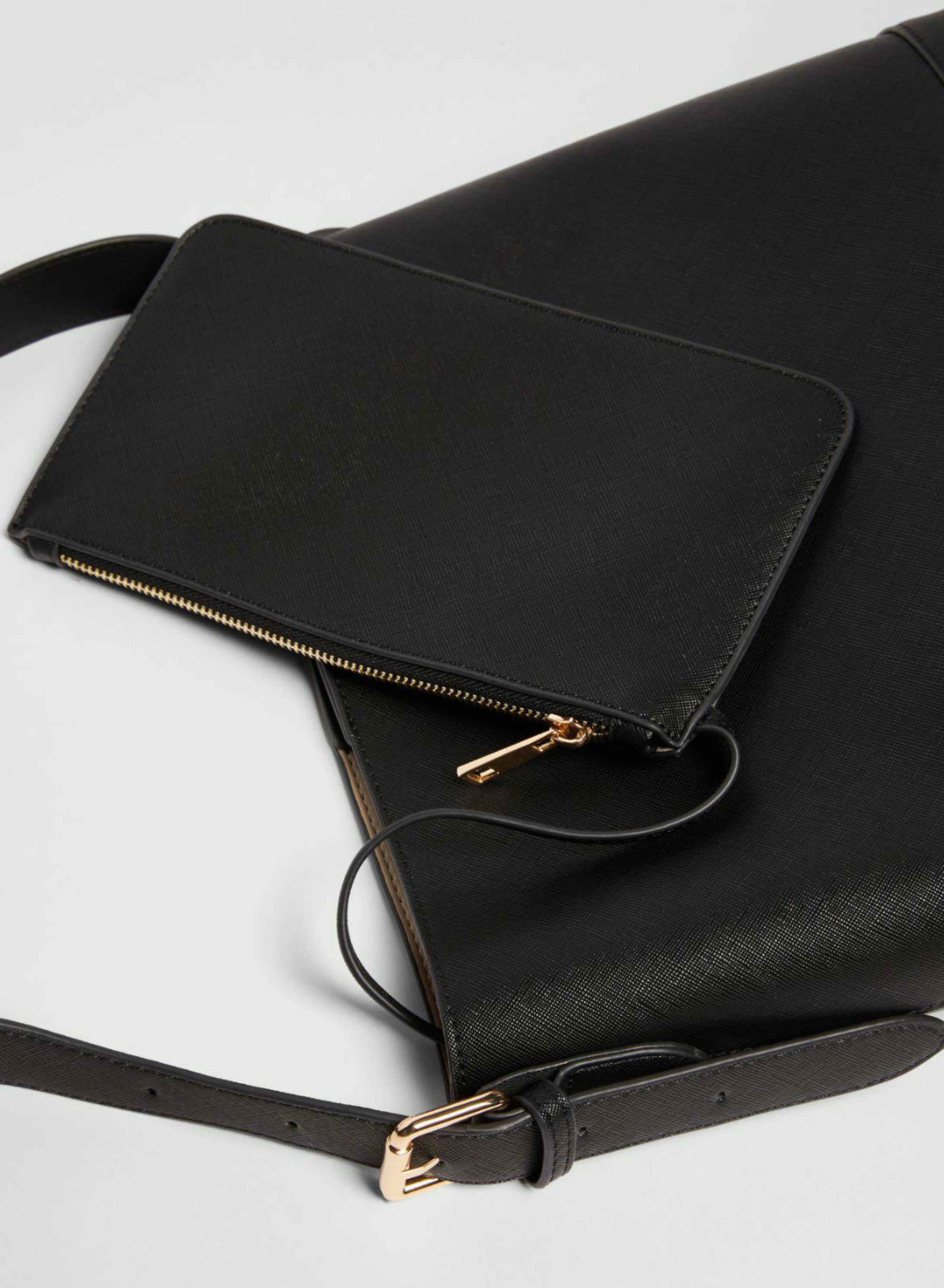 Μαύρη Τσάντα χειρός-Ώμου Saffiano look Emme Marella - 2