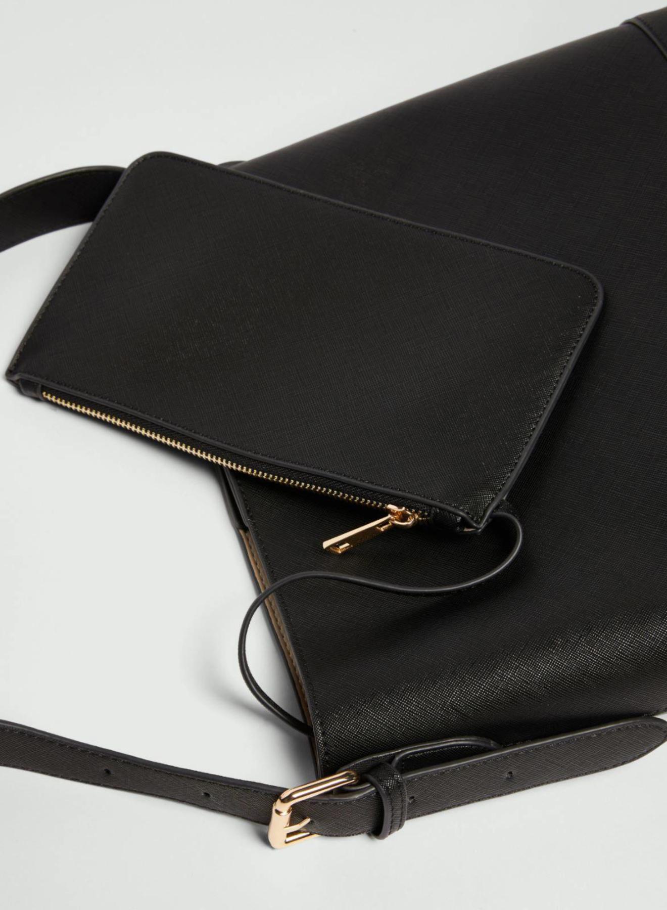 Μαύρη Τσάντα χειρός-Ώμου Saffiano look Emme Marella - 3