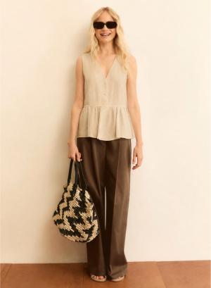 Beige sleeveless Blouse with V neckline and with buttons Emme Marella - 63531