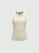 White Tank Top with mini crystals and resin pearls along the entire neckline Emme Marella - 4