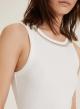 White Tank Top with mini crystals and resin pearls along the entire neckline Emme Marella - 1