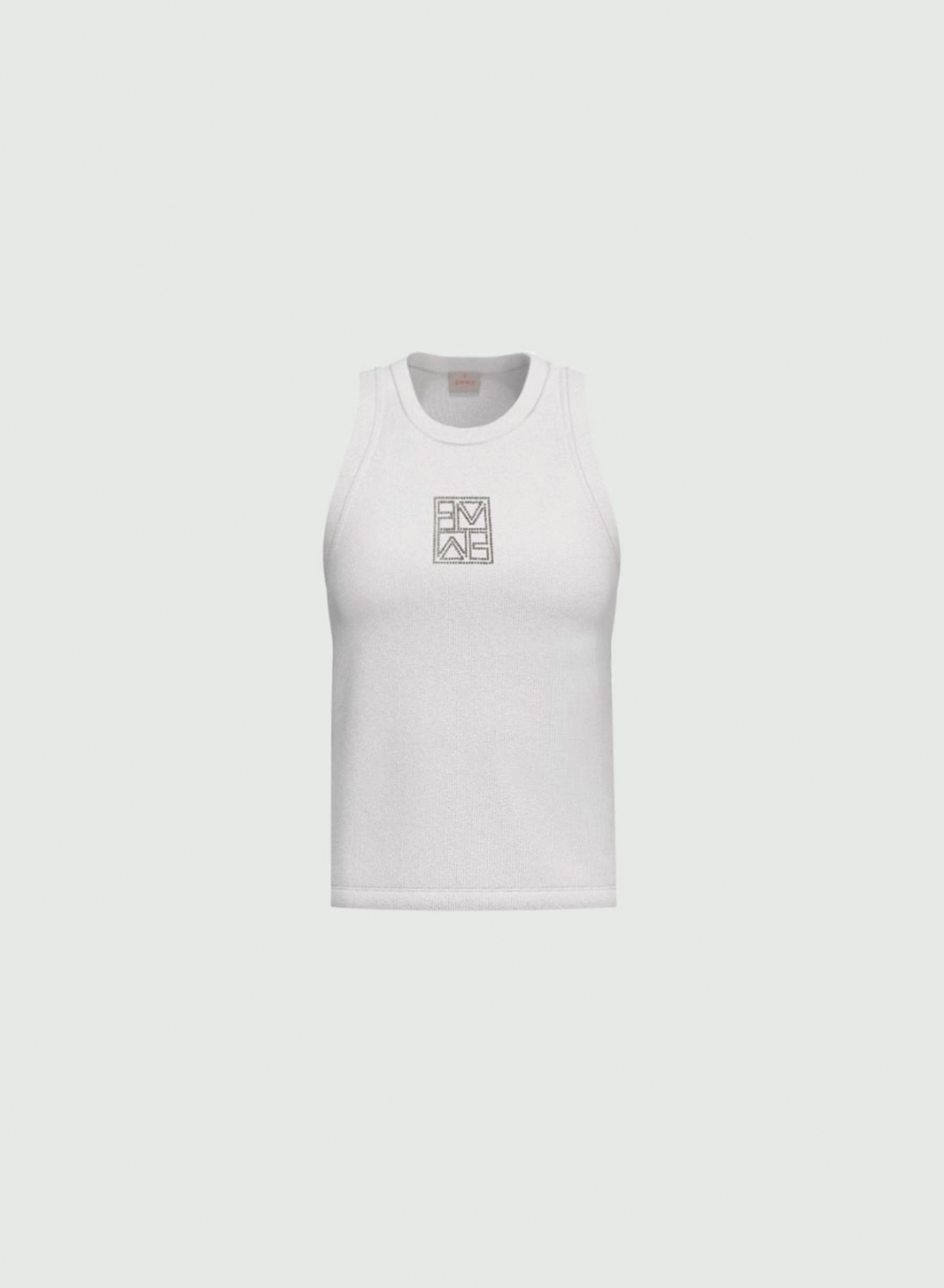 Λευκό tank Top με σοκολά κρυστάλλινο logo Emme Marella - 4