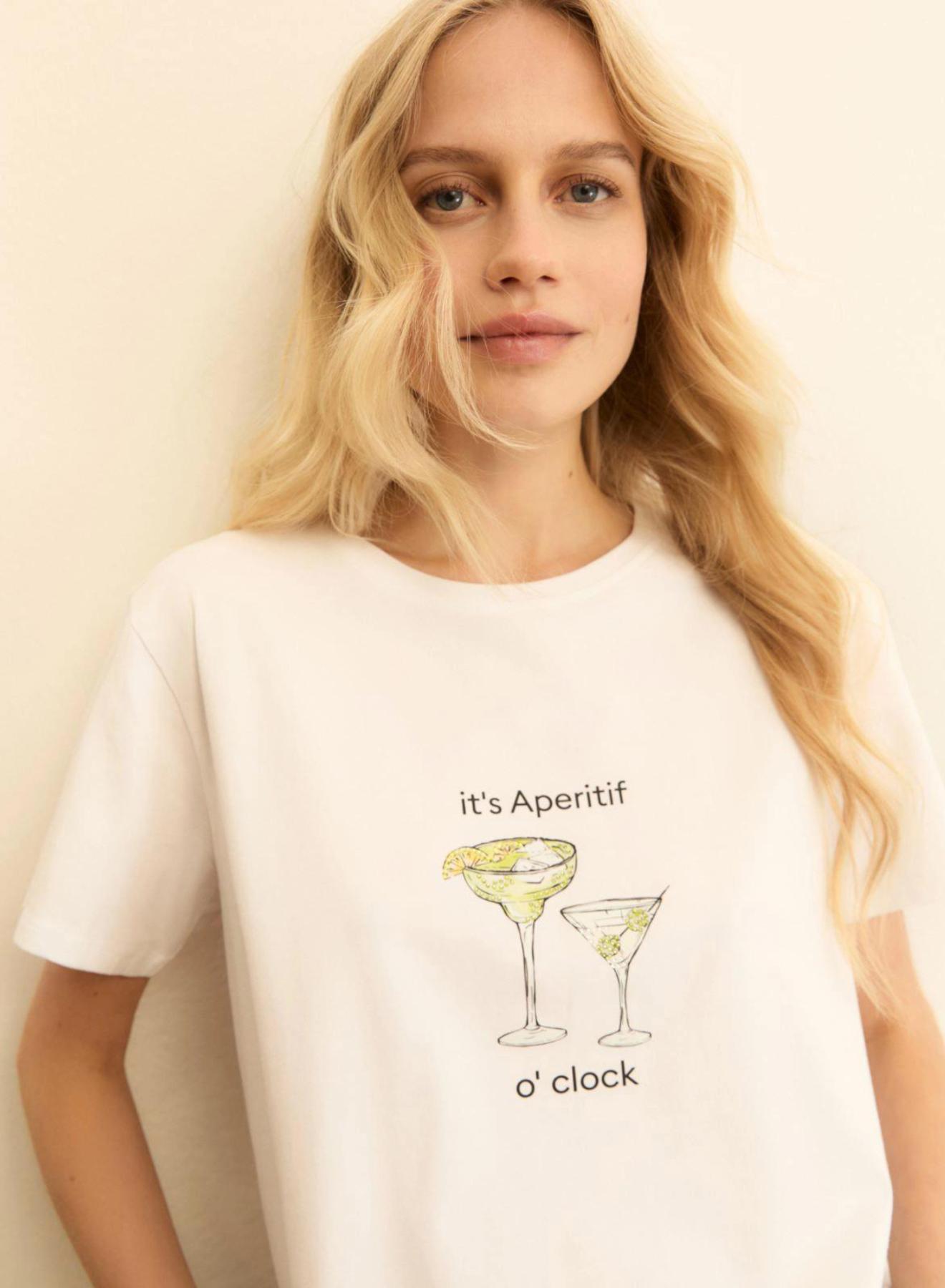 Λευκό T-Shirt με τύπωμα μαζί με Τσάντα Emme Marella - 3