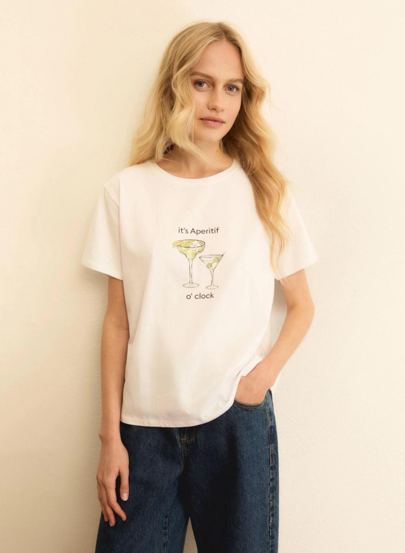 Λευκό T-Shirt με τύπωμα μαζί με Τσάντα Emme Marella - 4