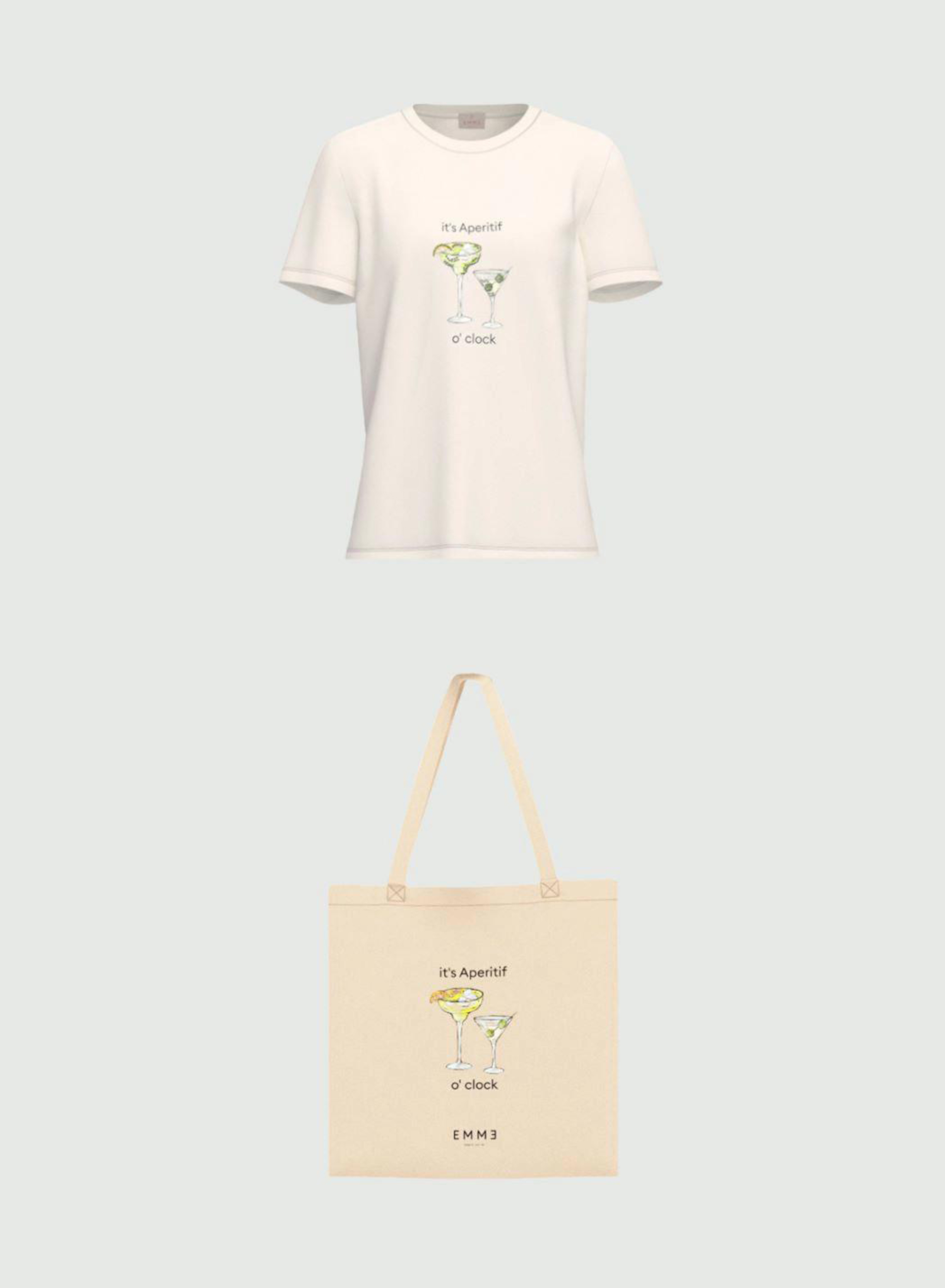 Λευκό T-Shirt με τύπωμα μαζί με Τσάντα Emme Marella - 5