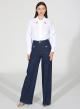 Navy Blue high waisted, wide legs stretch Jeans R.R. - 0