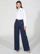 Navy Blue high waisted, wide legs stretch Jeans R.R. - 3