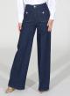 Navy Blue high waisted, wide legs stretch Jeans R.R. - 2