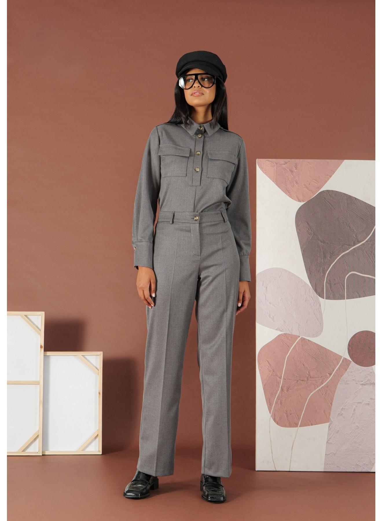 Grey Shirt with shirt lapel and with buttons R.R. - 2