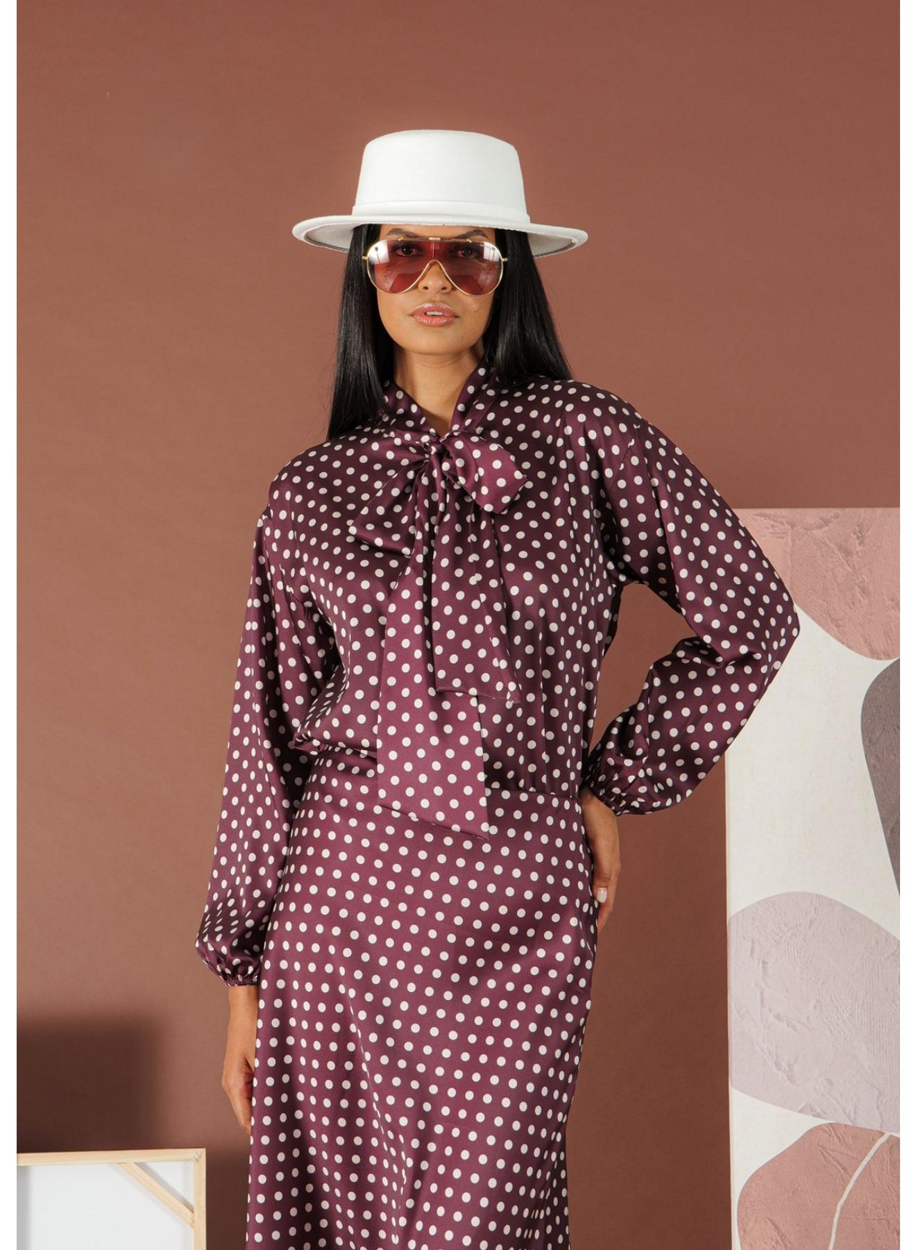 Bordeaux-Ecru silky touch polka dot Skirt R.R. - 4