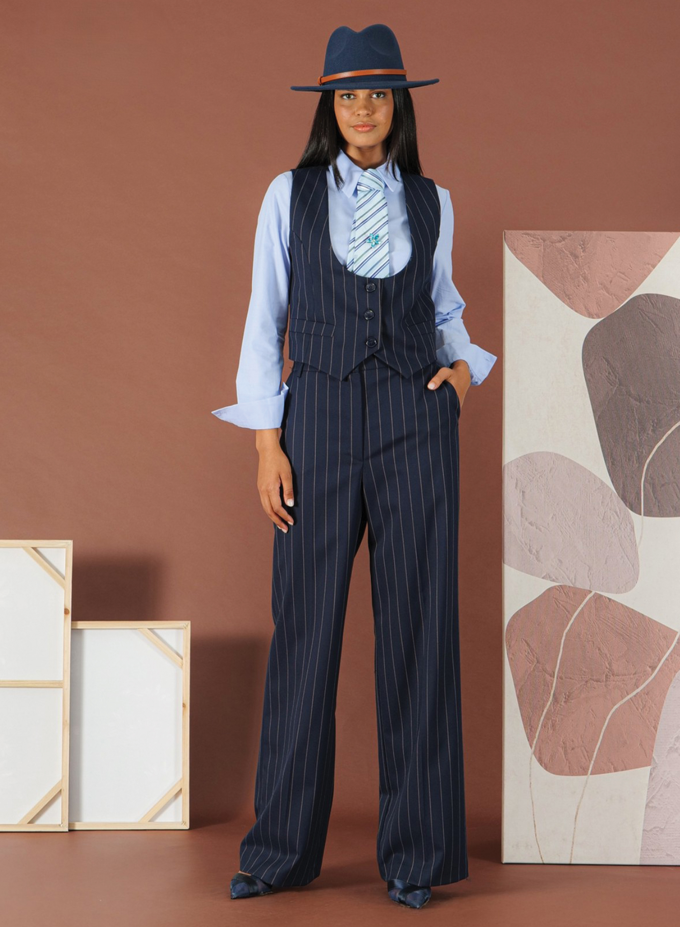 Μπλε Παντελόνι με ρίγες σε χαλαρή γραμμή R.R. - 2