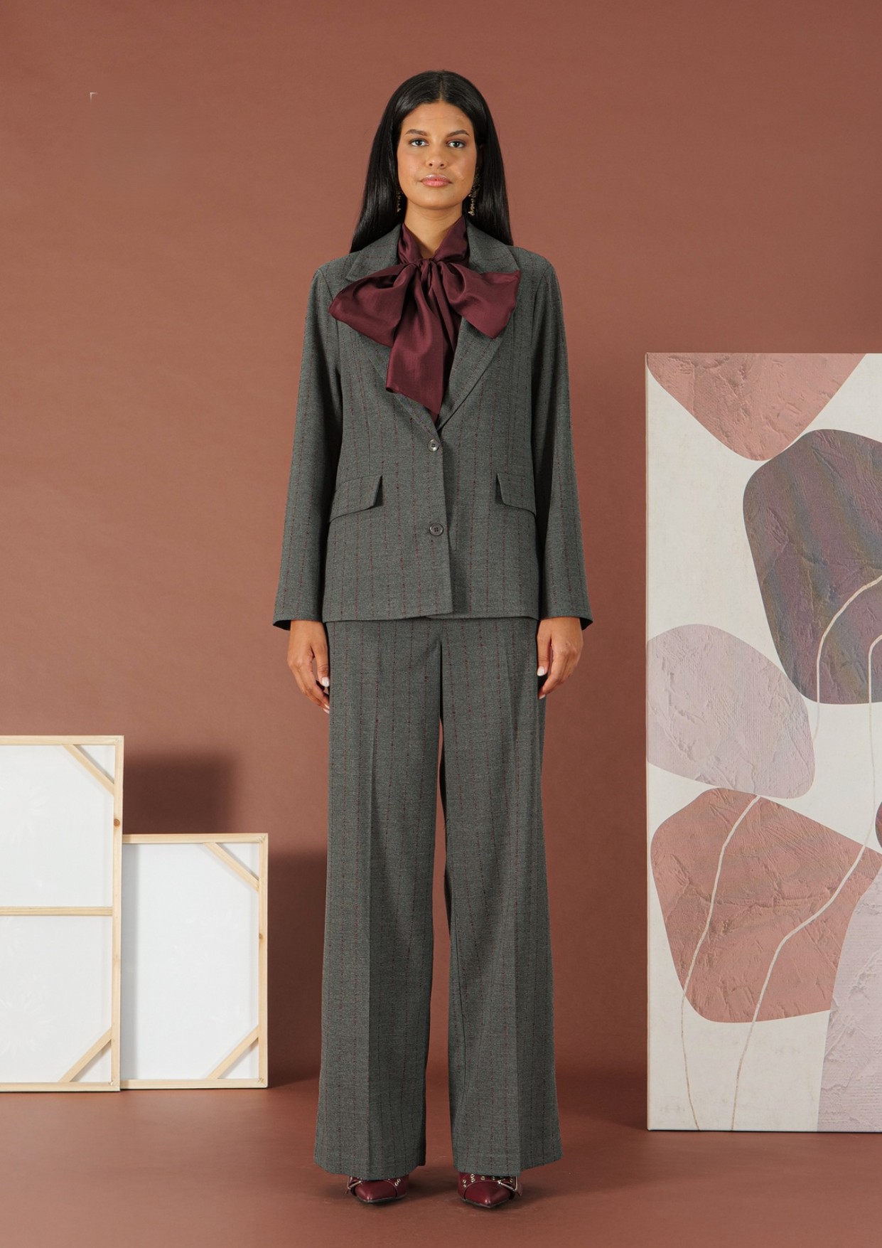 Copy of Grey pinstriped straight fit Trousers R.R. - 1