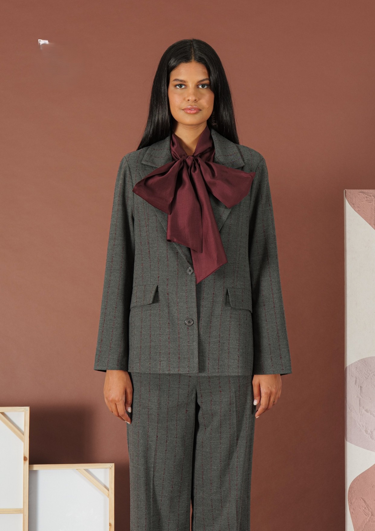 Copy of Grey pinstriped straight fit Trousers R.R. - 0