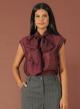 Bordeaux sleeveless Blouse with tie bow R.R. - 0