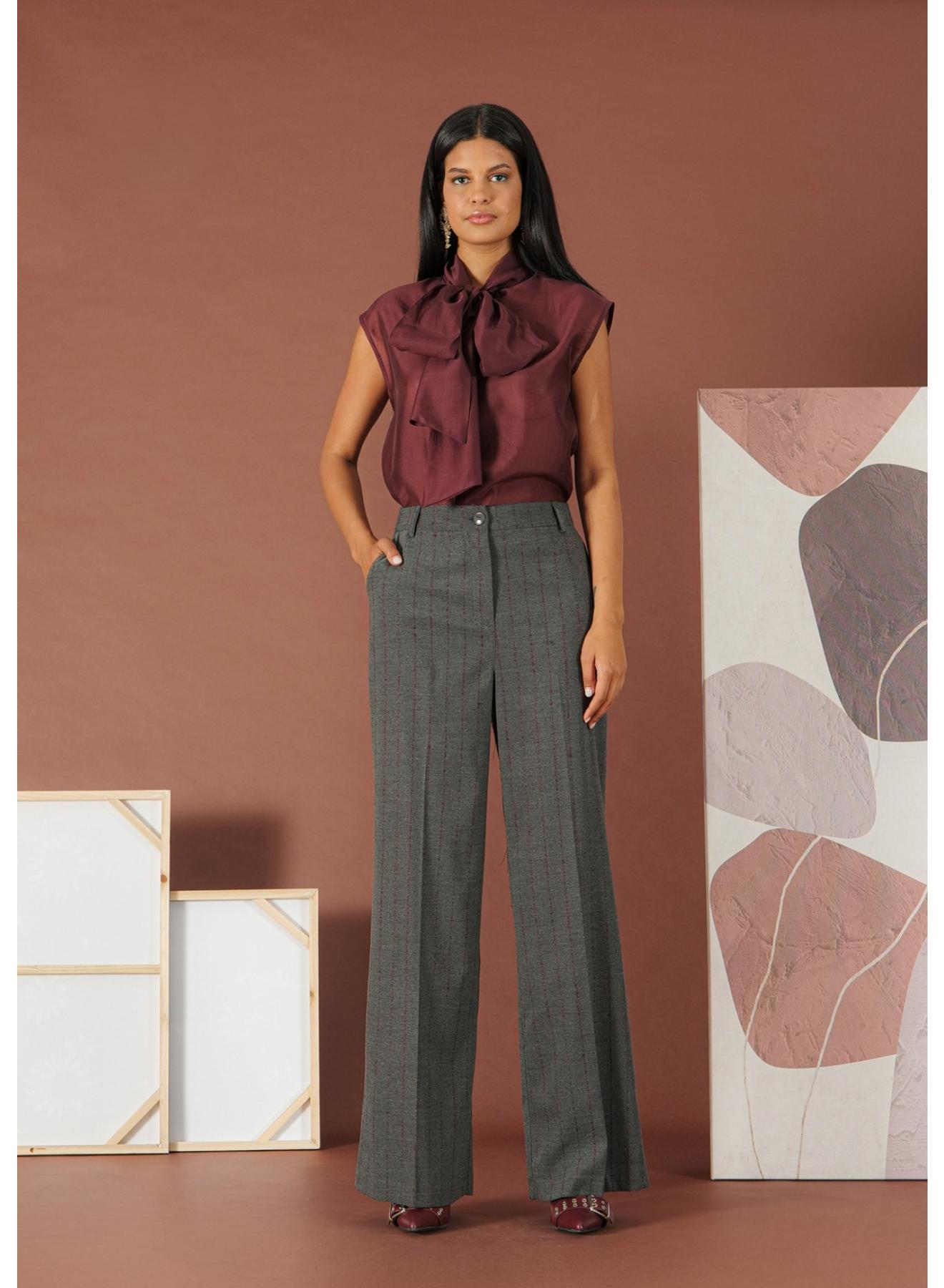 Bordeaux sleeveless Blouse with tie bow R.R. - 3