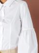 White slim fit Shirt with balloon sleeves with decorative pearls R.R. - 2